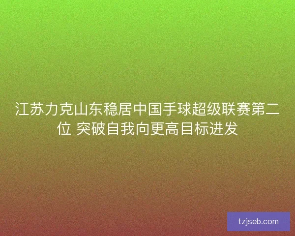 江苏力克山东稳居中国手球超级联赛第二位 突破自我向更高目标进发