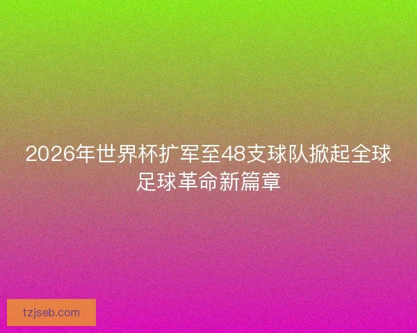 2026年世界杯扩军至48支球队掀起全球足球革命新篇章