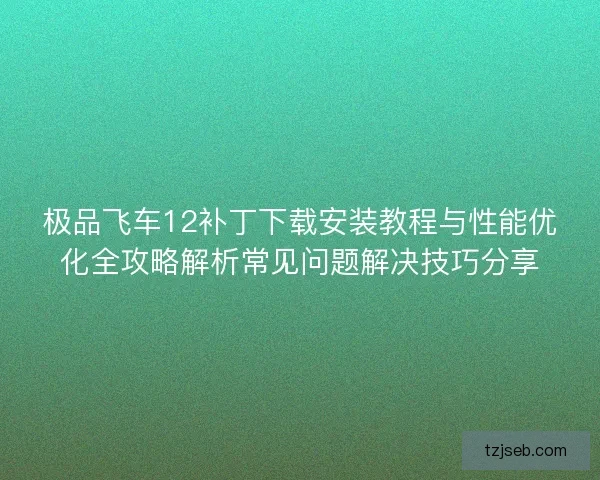 极品飞车12补丁下载安装教程与性能优化全攻略解析常见问题解决技巧分享 极品飞车12补丁下载安装教程与性能优化全攻略解析常见问题解决技巧分享
